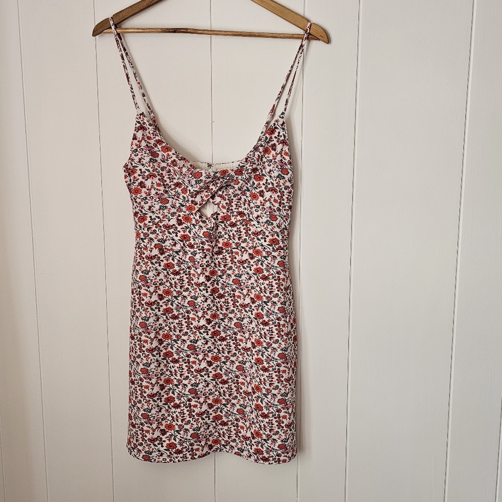 Abercrombie & Fitch Floral Spaghetti Strap Mini Dress With Front Twist Cutout